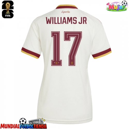 Camiseta España Nico Williams #17 Segunda Equipación Replica Mundial 2026 para mujer mangas cortas
